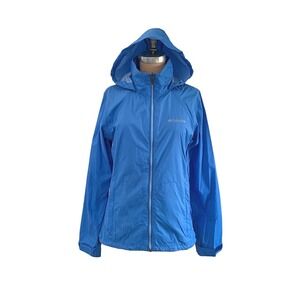 Columbia Blue Rain Jacket Hooded Lightweight Windbreaker Hiking Outdoor Womens S